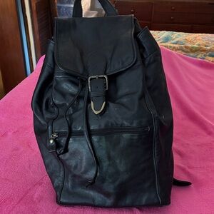 Vintage Virginia Slims Wear Black Leather Backpack